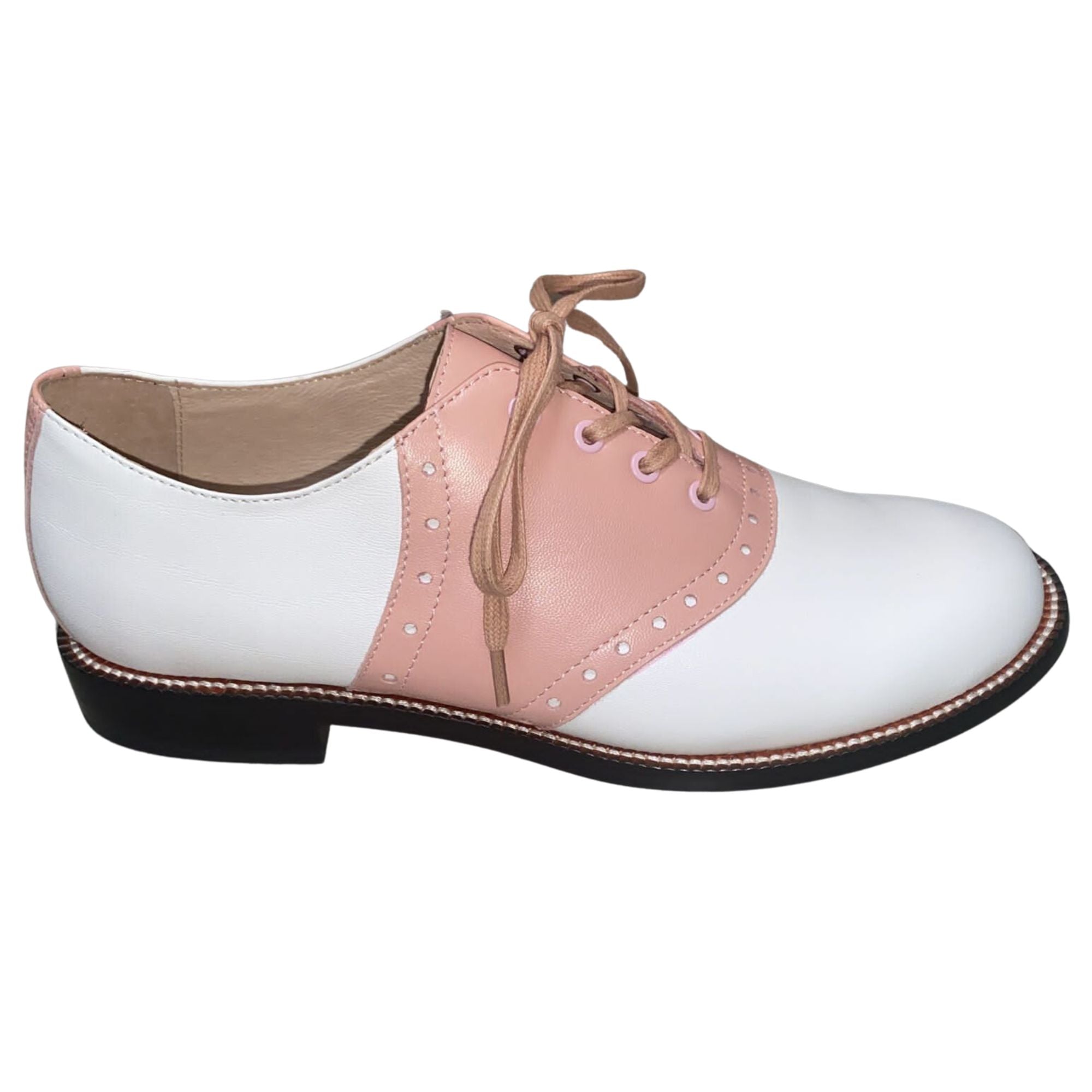 Retailer red and white saddle oxford shoes