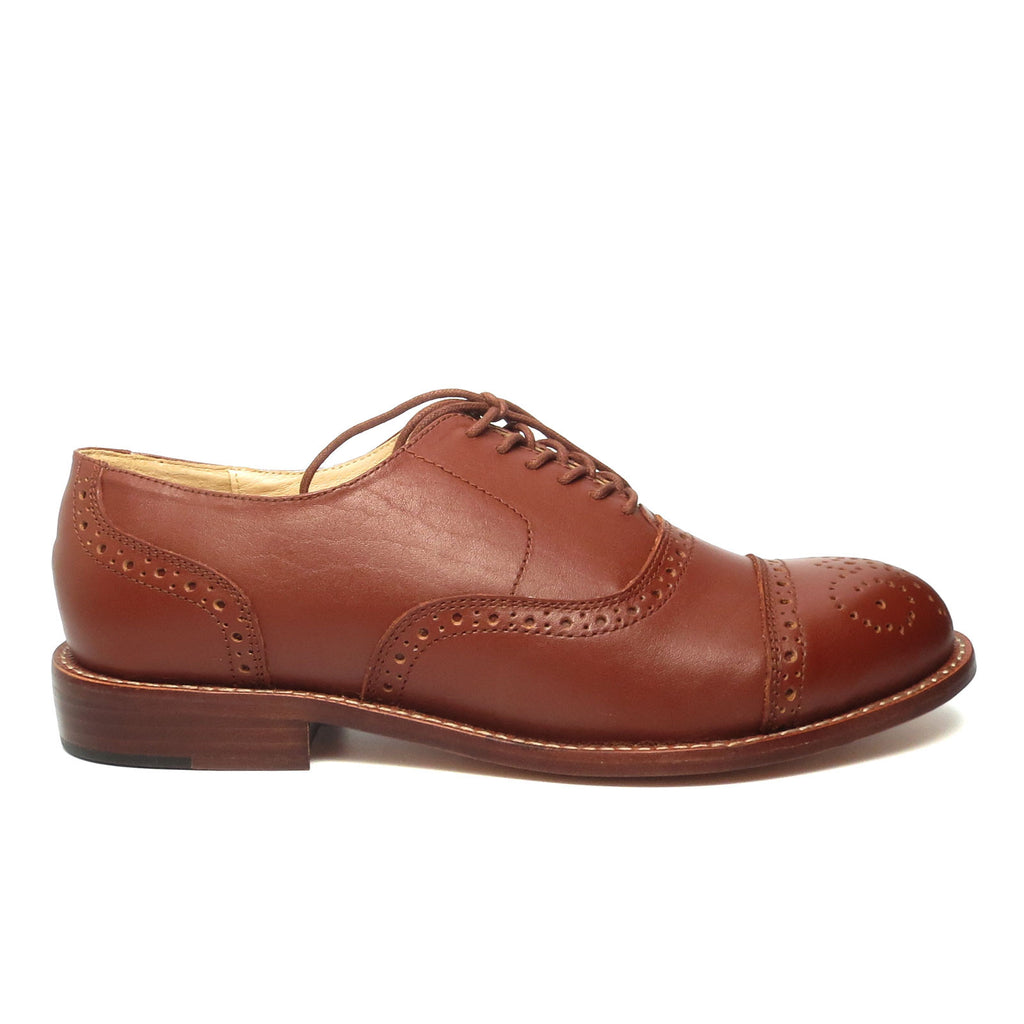 vintage dress and shoes Cap Toe Chestnut Brown Leather / 10