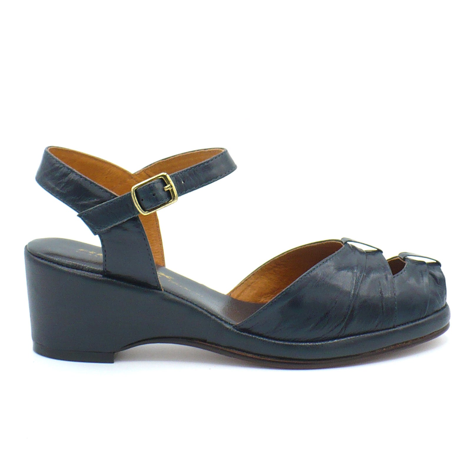 靴 Re-mix Pleated Toe shose Re-Mix-Pleated-Toe-Navy-